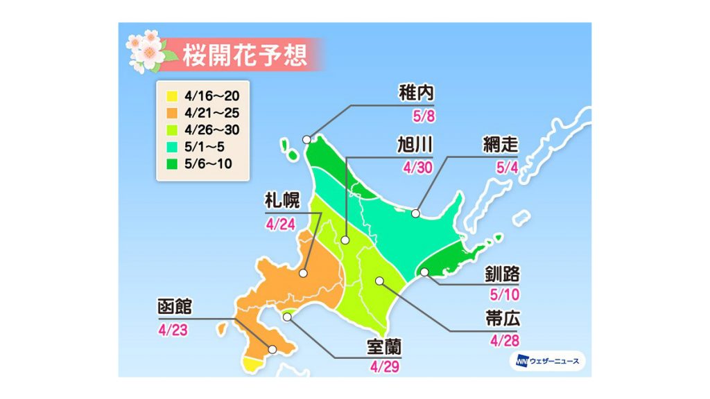  2020日本櫻花開花預測  北日本篇 北海道 東北