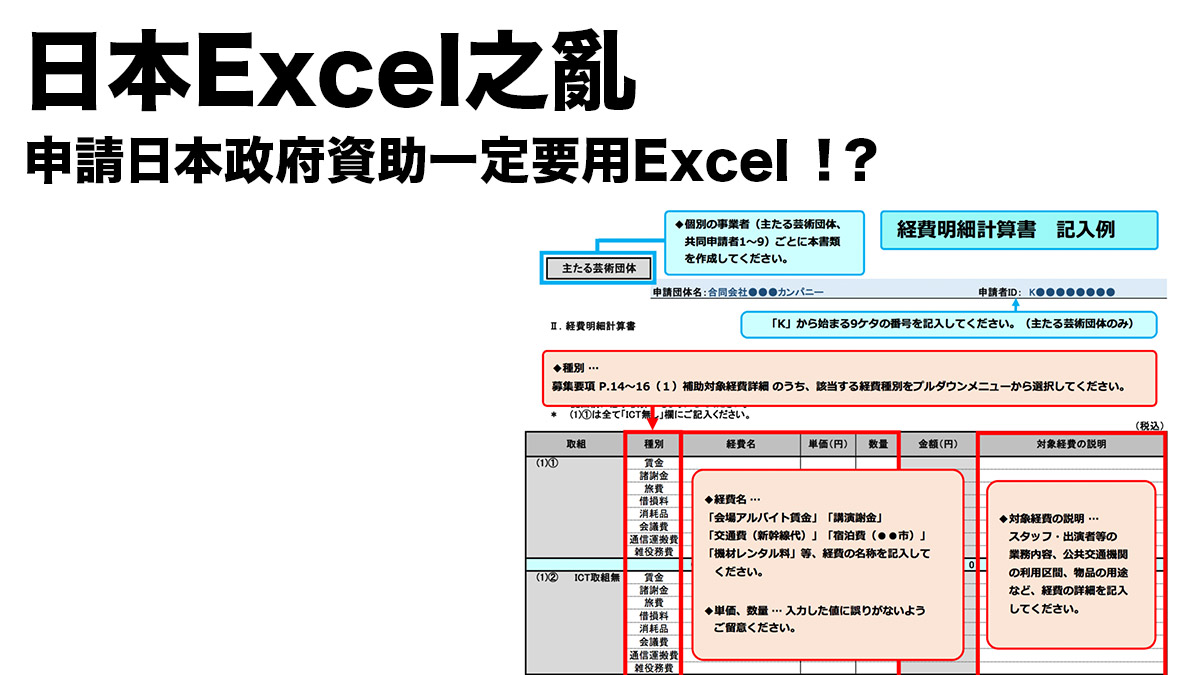 申請日本政府資助須遞交Excel檔案 不懂用Excel的音樂人：「你是看不起文化藝術嗎？」