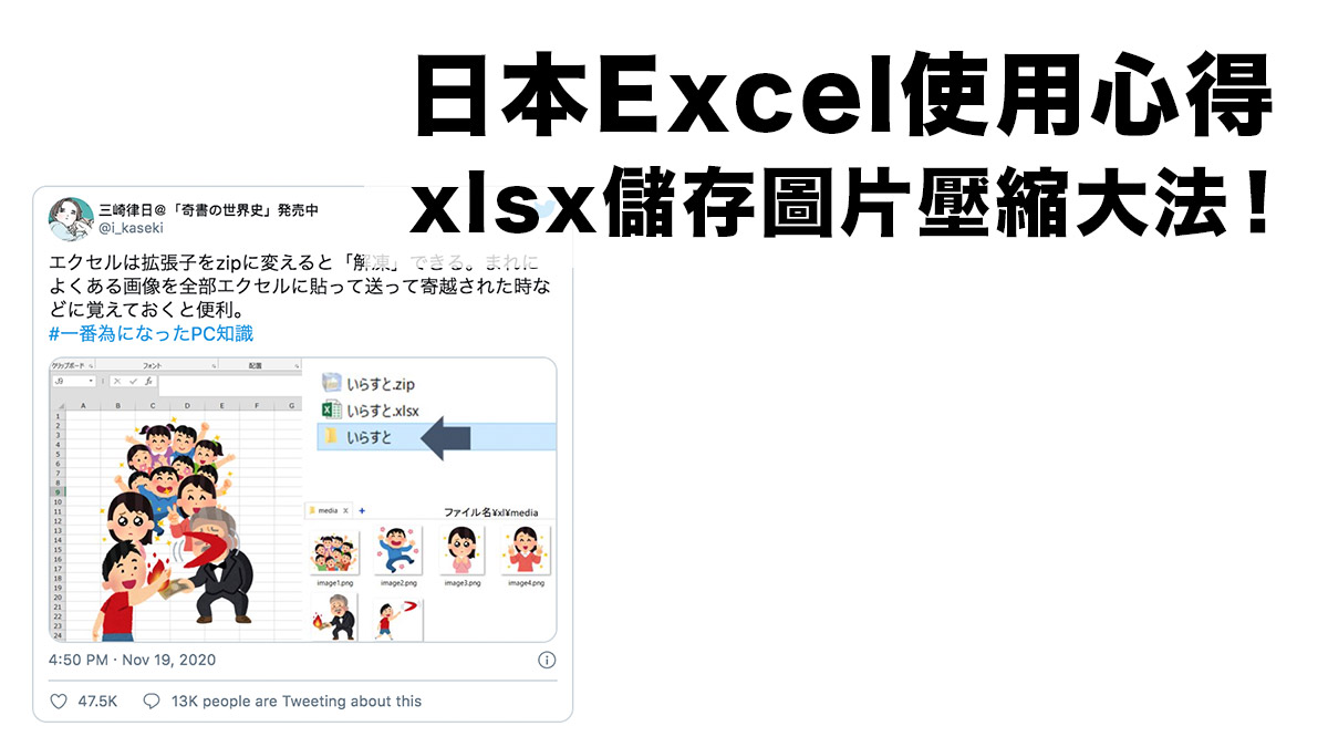 Excel大國日本的使用心得：xlsx檔方便儲存圖片壓縮大法！