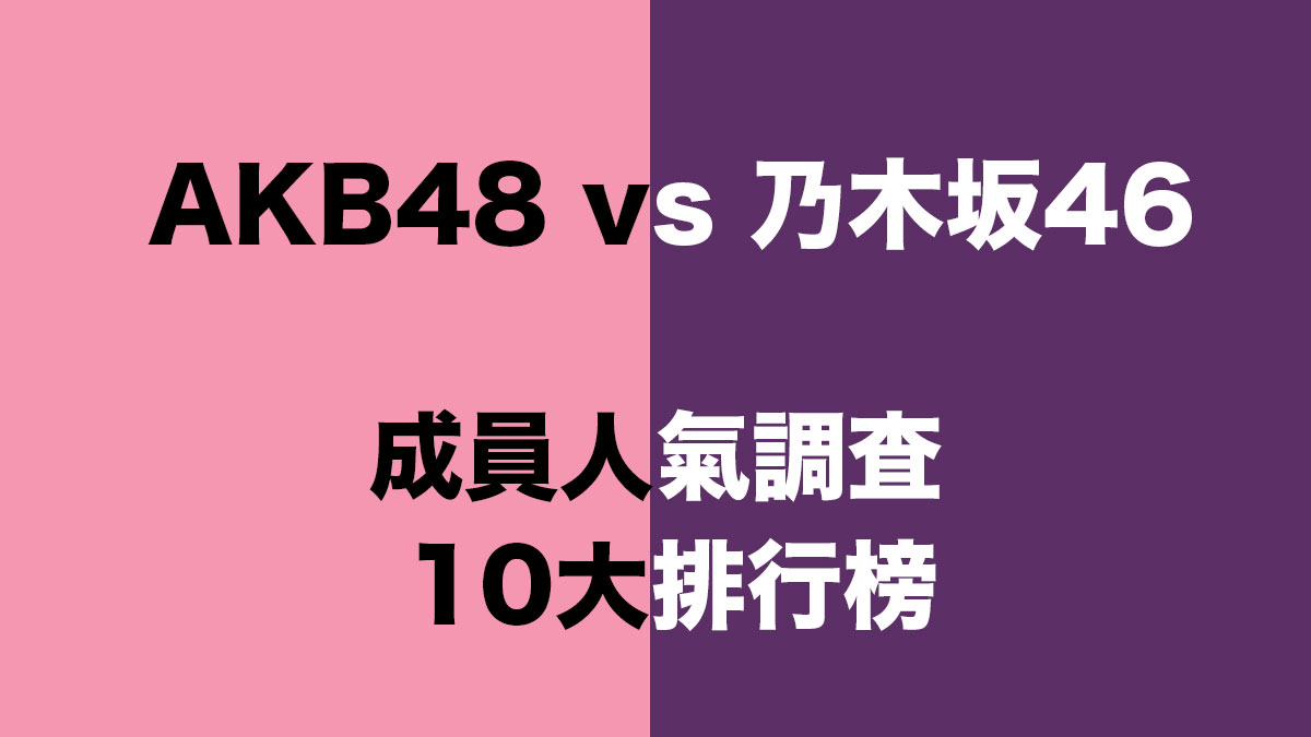 2021年成員人氣調査：「AKB48 VS 乃木坂46」TOP10排行榜