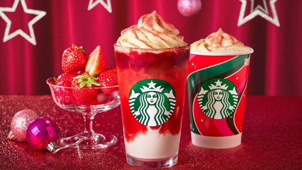 日本Starbucks 2023聖誕限定！必試酸甜草莓忌廉星冰樂＋暖笠笠紅茶拿鐵＋甜品
