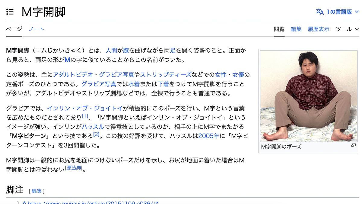 日本維基百科上的迷之模特兒「渡邊八疊」...到底他是何方神聖？